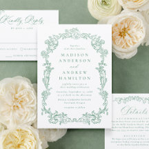 Elegant Victorian Floral Letterpress Wedding Suite