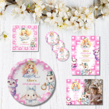 Pink Gold Alice in Wonderland Birthday Tea Party