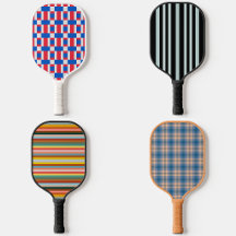 Pickleball Paddles In Lines Plaid And Stripes