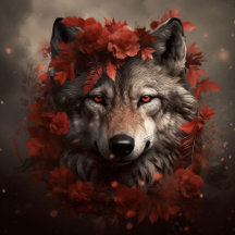 Carte Postale Flowers and the wolf