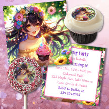 Anime Girl with Birthday Cupcake 