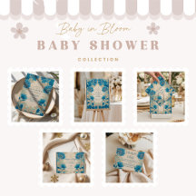 Vintage Blue Botanical Baby Shower