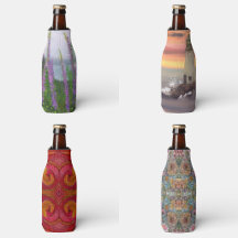 Bottle Cooler Sleeves With Watercolor Designs 