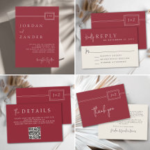 Simple Red Elegant Monogram Wedding Collection