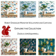 Dinosaur Monster and Robot Wallpaper and Curtains