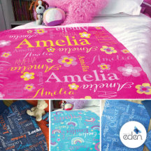 Personalized name and art kids and teen blankets