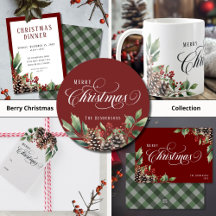 Christmas Script with Berries and Pine cones 