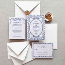 Whimsical Midnight Blue Hand Drawn   Letterpress