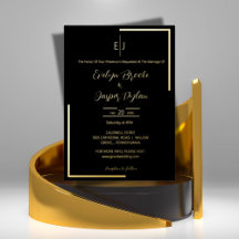 Premium Golden Modern Typography Black Wedding 