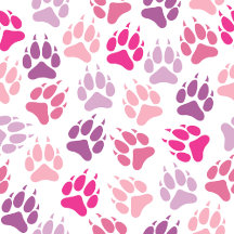 Colorful Cute Wolf Paws Pink Purple Pattern