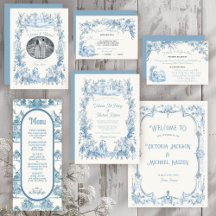 Toile Floral Wedding Invitations & Party Supplies