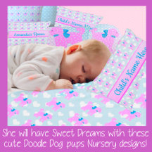 Doodle Dog Baby Girl Kids Nursery Bedroom Decor