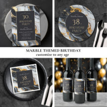 Elegant Black and Gold Marble Birthday Theme