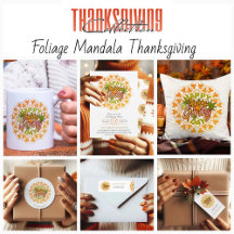Thanksgiving Orange Bohemian Mandala Autumn Leaves