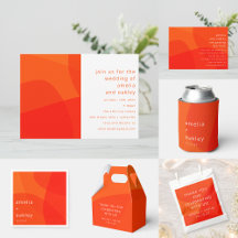 Modern Abstract Shapes Orange Bold Unique Wedding