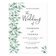 Green botanical wedding inviation suite