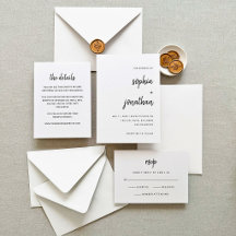 Modern Minimalist Script   Letterpress Wedding
