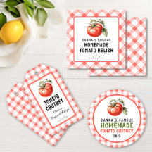 TOMATO CANNING LABELS WITH CHECKERED PATTERN