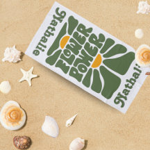 Retro Beach Towel With Name - Personalized Gift