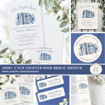 Blue Floral New Chapter Begins Book Bridal Shower