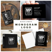 Monogram Logo - Modern Simple Black White