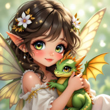 Cute Anime Fairies and Chibi Dragons Fairy Tale