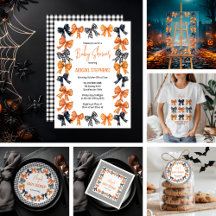 Halloween Coquette Black   Orange Bows Baby Shower