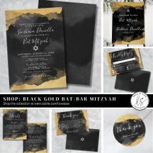 Elegant Black Gold Bat Or Bar Mitzvah Celebration