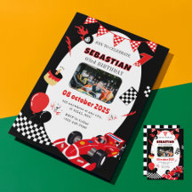 Funny Racing Car Birthday Invite