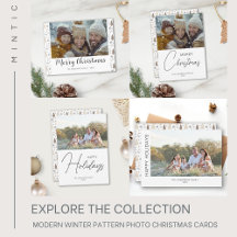 Modern Winter Pattern Photo Christmas Cards