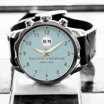 Vintage Floral Monogram Blue Neutral Wedding Watch