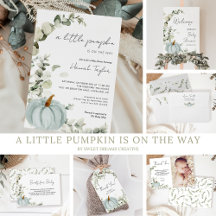 A Little Pumpkin is on the Way Blue Baby Shower