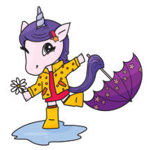 Cute and Simple Floral Unicorn in Raincoat