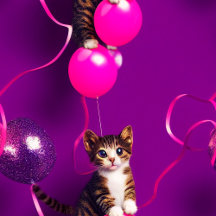 Cute Birthday Balloon Kitty