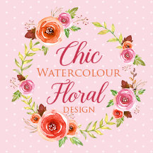 Chic Pink, Red & Orange Watercolour Floral Wreath