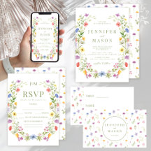 Colorful meadow wildflower floral wedding