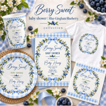 Berry Sweet Blueberry Gingham Baby Shower Birthday