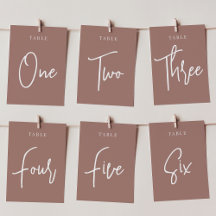 Terracotta Modern Handwritten Table Numbers