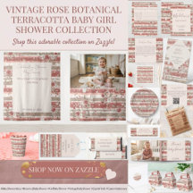 Vintage Rose Botanical Terracotta Baby Girl Shower