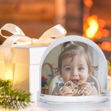 Photo Snow Globes Personalized with Simple Script 