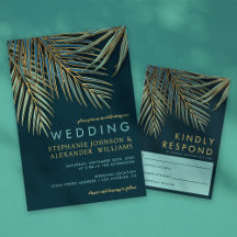 Tropical Palm Teal and Gold Wedding