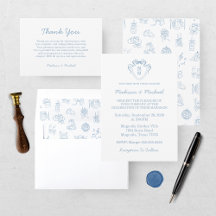 Whimsical Hand Drawn Blue Wedding Collection