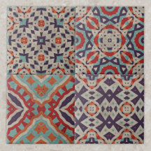 Vibrant Distressed Geometric Pattern Ceramic Tiles