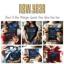 Black & Blue Midnight Sparkle Neon Glow New Year 