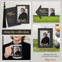Charcoal Gray Gold Modern Typography Graduation
