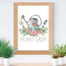 Plant Lady - Watercolor watering can garden tools