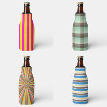Bottle Cooler Sleeves In Lines Plaid And Stripes 