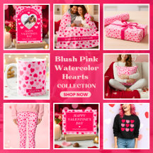 Blush Pink Watercolor Hearts Collection