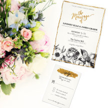 Glam Glitter Black and White Floral Wedding Suite