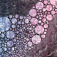 Abstract lines, bubbles with stars